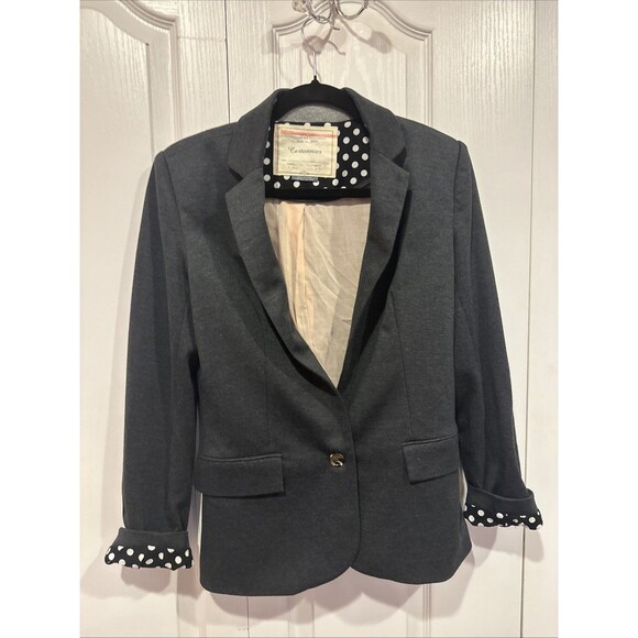 Cartonnier Anthropologie women's gray blazer jacket shoulder pad S pockets lined - Picture 1 of 13